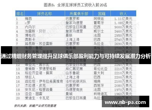 通过精细财务管理提升足球俱乐部盈利能力与可持续发展潜力分析